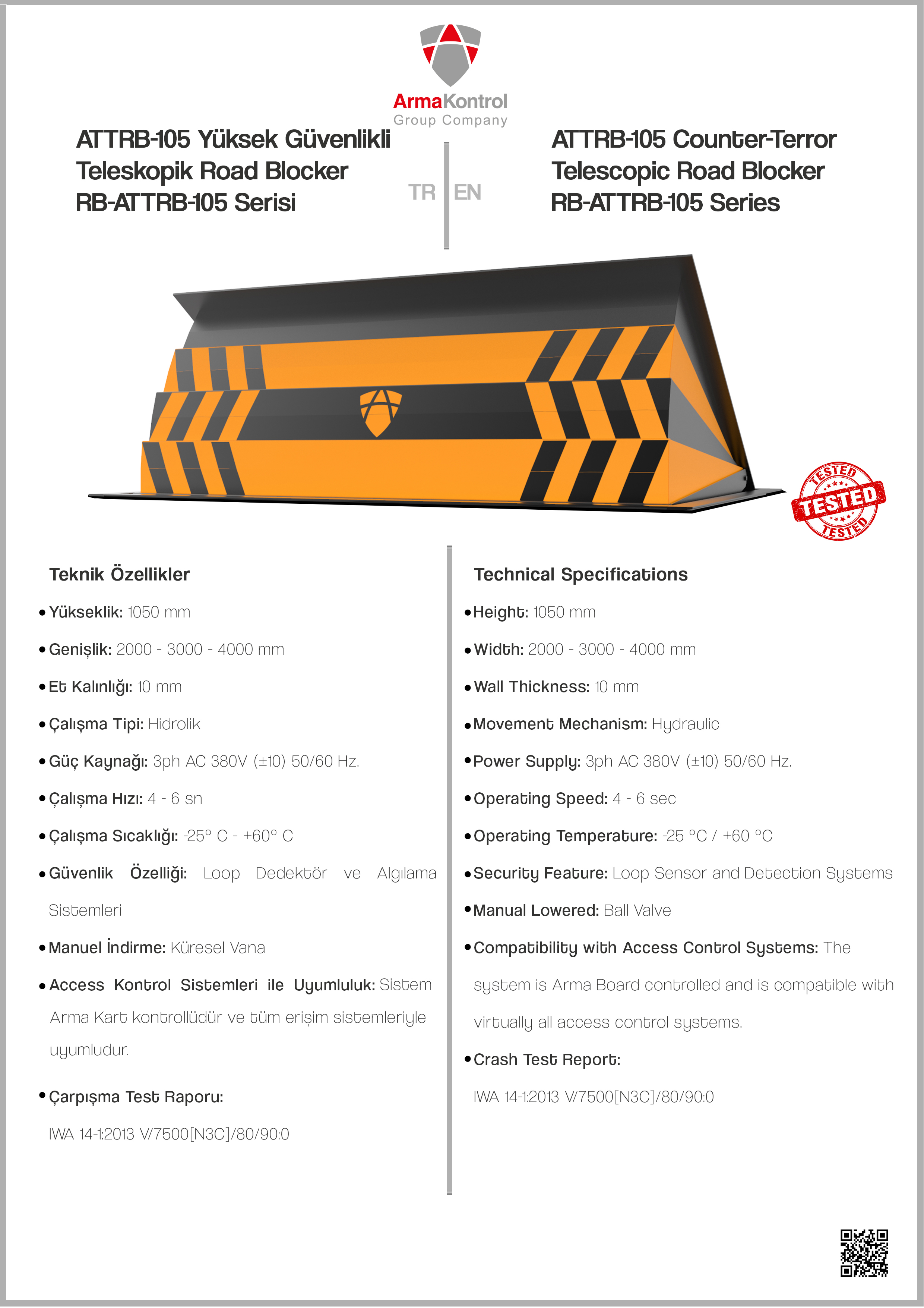 Counter-Terror Telescopic Road Blocker RB-ATTRB-105
